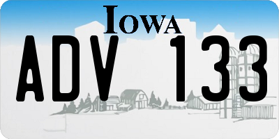 IA license plate ADV133