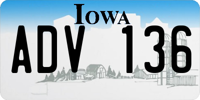IA license plate ADV136