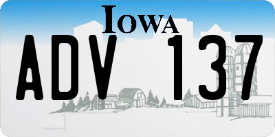 IA license plate ADV137