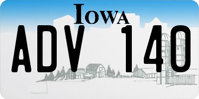 IA license plate ADV140