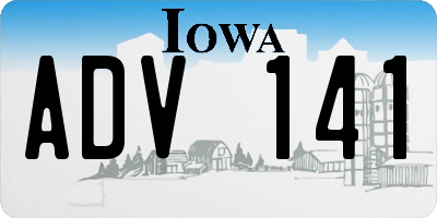 IA license plate ADV141