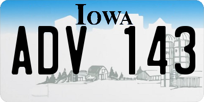 IA license plate ADV143
