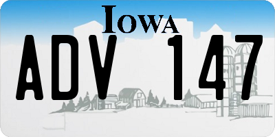 IA license plate ADV147