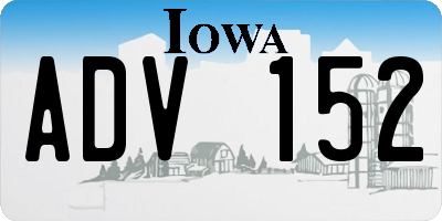 IA license plate ADV152