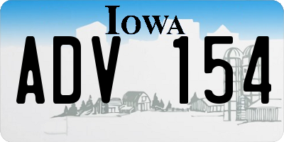 IA license plate ADV154