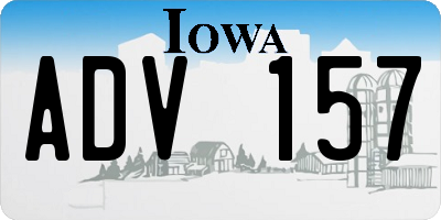 IA license plate ADV157