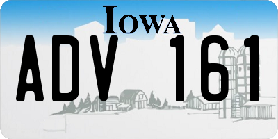 IA license plate ADV161