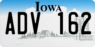 IA license plate ADV162