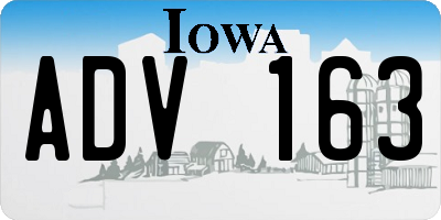 IA license plate ADV163