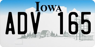 IA license plate ADV165