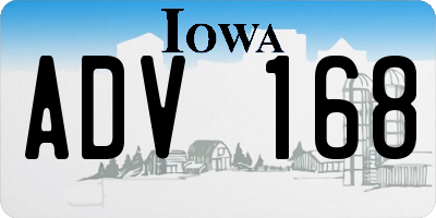 IA license plate ADV168