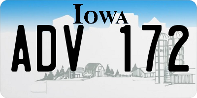 IA license plate ADV172