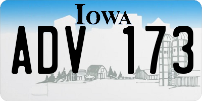 IA license plate ADV173