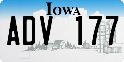 IA license plate ADV177