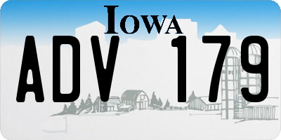 IA license plate ADV179