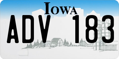 IA license plate ADV183