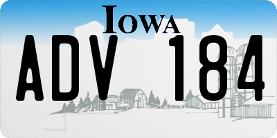 IA license plate ADV184