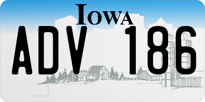 IA license plate ADV186