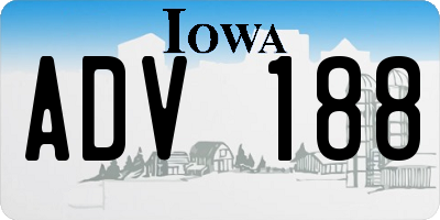 IA license plate ADV188