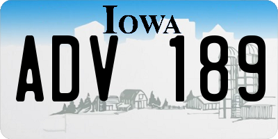 IA license plate ADV189