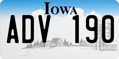 IA license plate ADV190