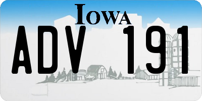 IA license plate ADV191