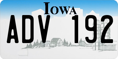 IA license plate ADV192