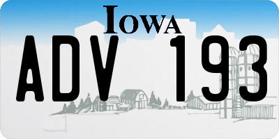 IA license plate ADV193