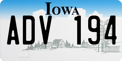 IA license plate ADV194