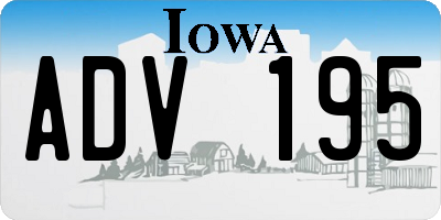 IA license plate ADV195