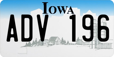 IA license plate ADV196