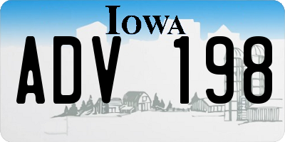 IA license plate ADV198