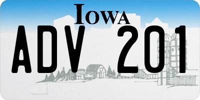 IA license plate ADV201