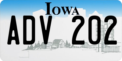 IA license plate ADV202