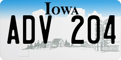 IA license plate ADV204