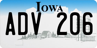 IA license plate ADV206