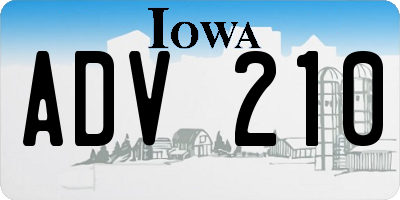 IA license plate ADV210