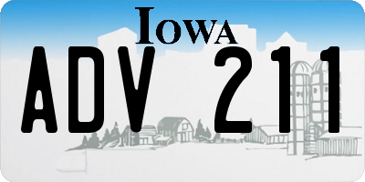 IA license plate ADV211