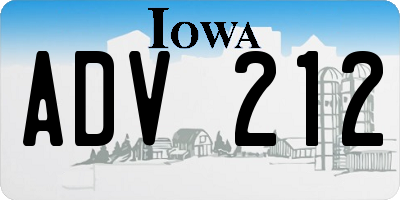 IA license plate ADV212