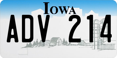 IA license plate ADV214