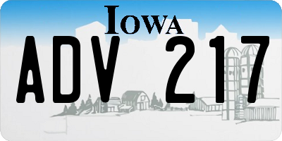 IA license plate ADV217