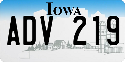 IA license plate ADV219