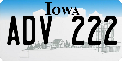 IA license plate ADV222