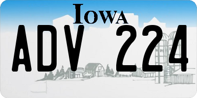 IA license plate ADV224