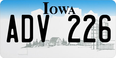 IA license plate ADV226