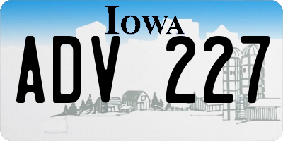 IA license plate ADV227