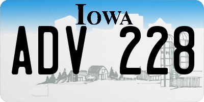 IA license plate ADV228