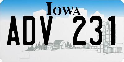 IA license plate ADV231
