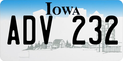 IA license plate ADV232