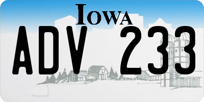 IA license plate ADV233
